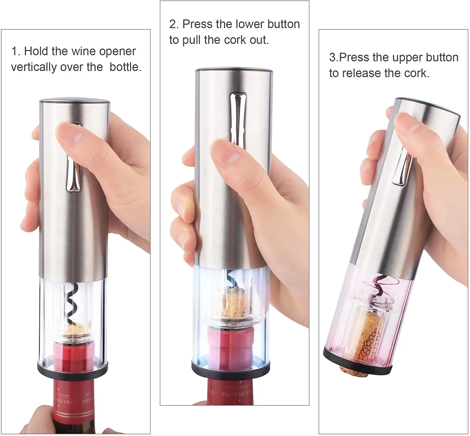Manufacturer Stainless Steel Rechargeable Automatic Electric Wine Bottle Opener kit with USB Charging Cable  4-in-1 Gift Set