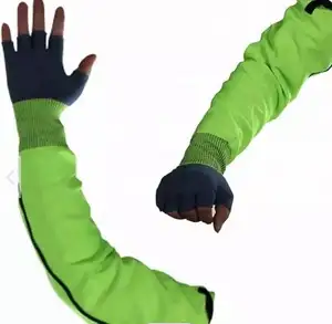HTR hi-viz yeşil HPPE örme süper Anti-cut aşınma direnci Anti-tear kol kollu kombine parmaksız eldiven ile
