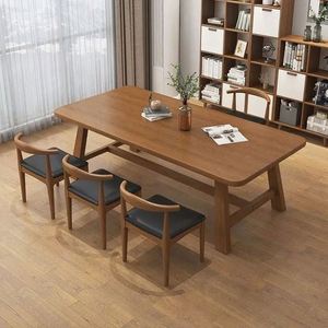 Juego de Mesa de Comedor de Madera de Olmo con Banco, Diseño Moderno para Restaurante o Desayuno - Product Image 4