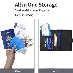 Juego de Etiquetas de Equipaje de Cuero PU Antimagnéticas, Funda Protectora para Pasaporte con Bloqueo RFID Antirrobo - Product Image 4