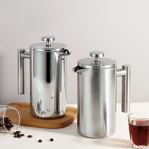 Presse <span class=keywords><strong>à</strong></span> café française en acier inoxydable pour voyage, portable, argentée, <span class=keywords><strong>à</strong></span> double paroi - Product Image 3