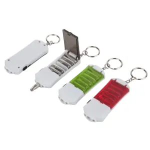 Многофункциональная Пластиковая светодиодная подсветка для ключей, 2 светодиодных рекламных брелока для ключей, миниатюрный светодиодный фонарик для ключей и инструменты для отвертки