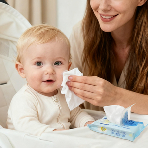 定制99% 纯水婴儿迷你湿巾无纺布无酒精湿刷新纸巾64支 - Product Image 6