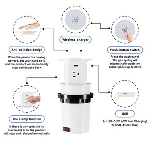 Chúng tôi USB A/C Cổng 65W Sạc Không Dây 1.8M Mở Rộng Dây Bàn Ổ Cắm Với 4 AC Ổ Cắm Lõm Điện Dải - Product Image 1