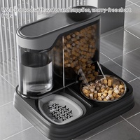 Distributeur automatique d'eau et de nourriture pour chats et chiens avec prise américaine intégrée, bol de stockage en plastique PP deux-en-un