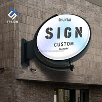 Boîte lumineuse publicitaire rotative personnalisée à LED, enseigne ronde pour magasin en plein air, en acrylique, métal, acier, pour application intérieure