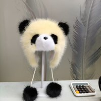 Lindo Gorro de Invierno con Orejeras de Panda, Gorro Ushanka Cálido, Orejeras Suaves de Piel Sintética, Gorro de Aviador Unisex para Viajes al Aire Libre y Ciclismo