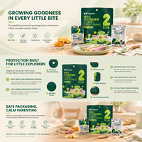 Sachets personnalisés imprimés à fermeture éclair de qualité alimentaire pour snacks pour bébés, céréales en bâtonnets et viande en flocons