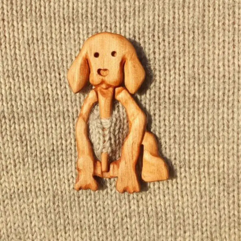 Broche en bois avec motif Animal, mignonne attache pour pull, en forme de châle, pour cadeau, boucle et fermoir, 1 pièce, 2022
