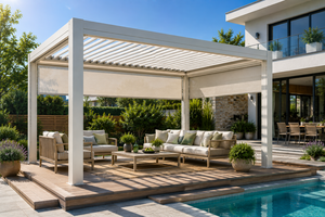 Pergola Bioclimatique en Alliage d'Aluminium 10x10, Résistante au Vent, Respirante, <span class=keywords><strong>avec</strong></span> <span class=keywords><strong>Moustiquaire</strong></span>, Écologique, Conception Motorisée, Montage Facile pour - Product Image 2