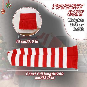 Bufanda de punto a rayas rojas y blancas SINSEN, larga, térmica, cálida para invierno, para mujeres y hombres - Product Image 4