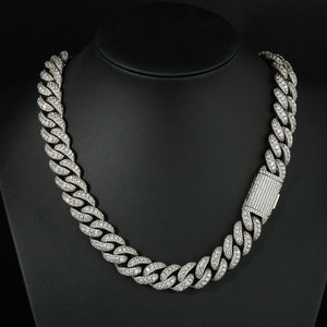 Cadena Cubana de Lujo Extrema con Moissanita Iced Out, Plata de Ley 925, Collar de Eslabones Cubanos Personalizado, VVS1, Pasa Prueba GRA - Product Image 5