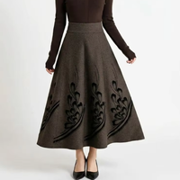 Ensemble jupe longue et pull en laine mélangée pour femme OEM, style décontracté streetwear, robe de bal d'hiver à motif floral