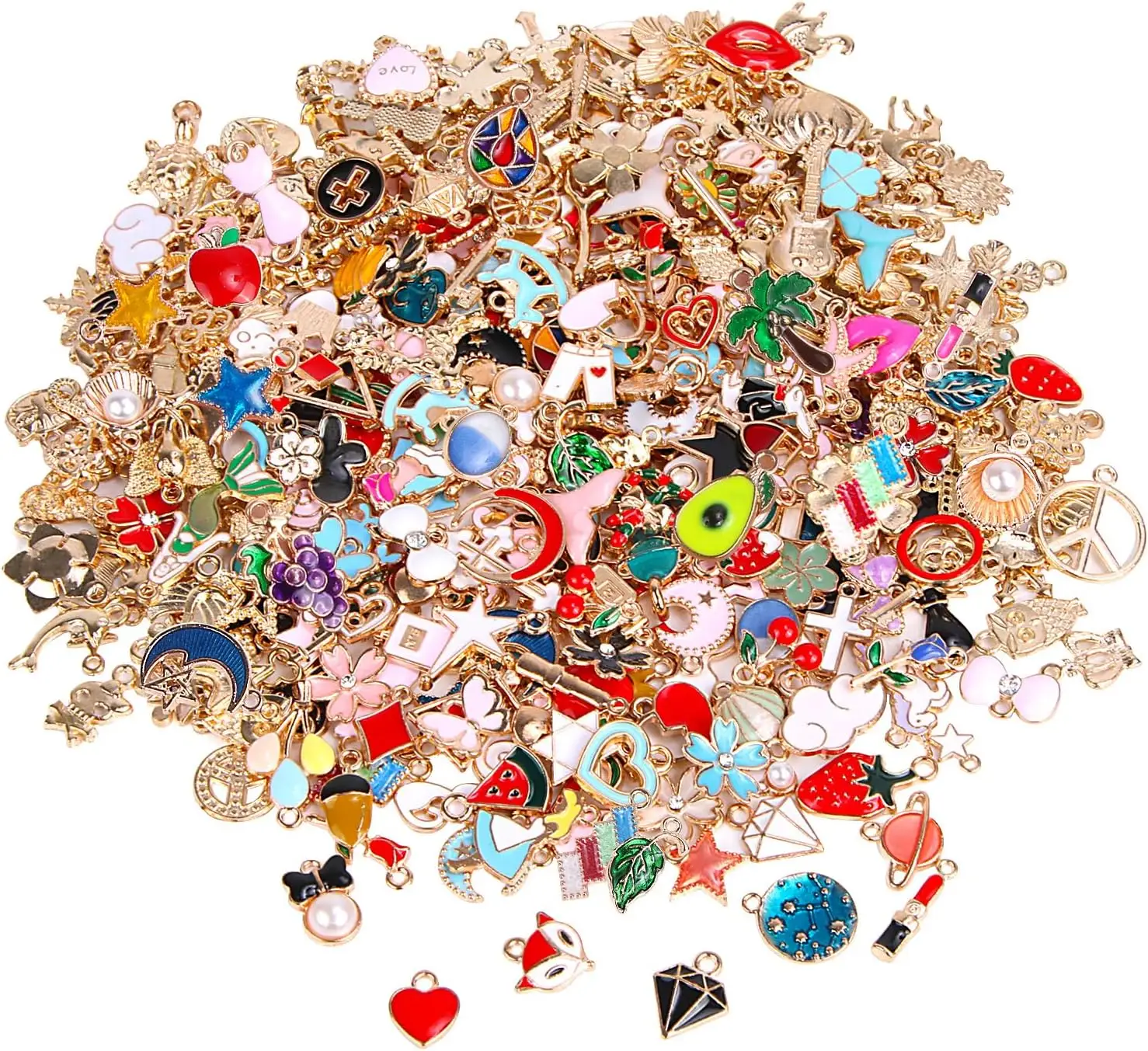 Wholesale Bulk Lots of Gold Plated Enamel Pendants & Charms Assorted Jewelry Making Charms DIY Necklace Bracelet Earring Crafts
