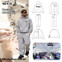 Ensemble survêtement homme OEM 500 GSM 100% coton coupe ample et carrée, avec logo personnalisé, sweat à capuche et pantalon de survêtement épais et surdimensionné