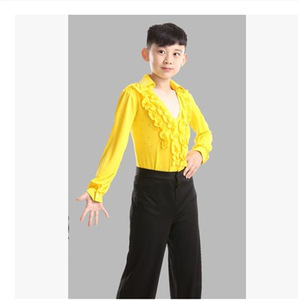 Conjunto de traje de baile latino para niños, ropa de actuación profesional para niños, licra, blanco, amarillo, azul oscuro, negro, primavera 2018 - Product Image 5