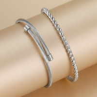 Bestseller Kabel-Draht-Twist-Armreifensets für Frauen Edelstahl-Schmuck für Mädchen