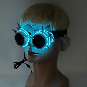 Lunettes rétro Cyberpunk lumière LED lunettes <span class=keywords><strong>Steampunk</strong></span> lunettes lumineuses Cool pour hommes femmes Halloween Cosplay fournitures de mode - Product Image 2