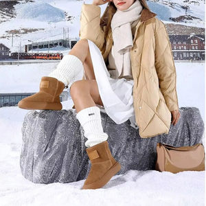 Nueva llegada de Invierno para mujer, botas de nieve de algodón con tecnología térmica, calcetín corto con forro polar con suela gruesa, características térmicas suaves, fácil de combinar - Product Image 2
