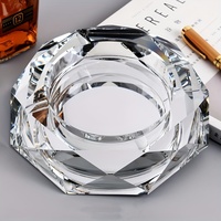 Cendrier en verre cristal contemporain, transparent, sans fumée, design moderne et luxueux, facile à nettoyer, marque Richer, logo personnalisé pour la maison