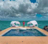 Plateforme flottante gonflable personnalisée pour piscine, quai pneumatique anti-méduse avec filet