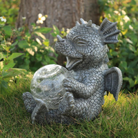Estatua de dragón de jardín, escultura de resina para exteriores con energía Solar con bola de cristal, decoración para el hogar, decoración navideña, clasificación IP65