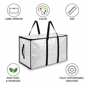 Large PE Woven <strong>Storage</strong> <strong>Bag</strong> Waterproof, Heavy-Duty Zipper <strong>Clothes</strong> Blanket Organizer for Moving Dorm Seasonal, OEM Custom - Product Image 6