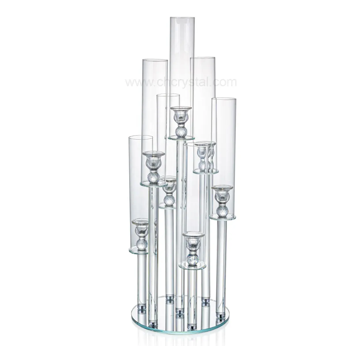 Candelabro de 7 brazos de cristal alto K9, decoración de mesa, tubos de cristal de base Circular, boda, venta usada