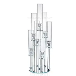 Bảng Trang Trí 7 Arms Candle Holder Cao K9 Pha Lê Với Thông Tư Cơ Sở Glass Ống Wedding Candelabra Bán Sử Dụng