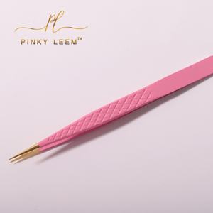 Pinzas de Extensión de Pestañas Pinky Leem de Marca Privada, con Puntas de Fibra en Forma de L de 45 y 90 Grados, Pinzas para Extensión de Pestañas de Volumen - Product Image 3