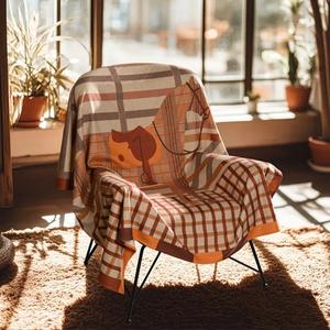 Plaid de canapé personnalisable en laine, viscose et polyester, style luxe léger et tendance, pour hôtel, avion, voyage, loisirs et zone climatisée - Product Image 1