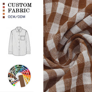 Tela de Camisa con Aspecto de Lino Crepé de 160 g/m², 100 % Poliéster, Teñida con Hilo, Efecto Arrugado, Tejido a Cuadros para Ropa de Primavera - Product Image 3