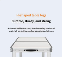 Table de camping pliante en alliage d'aluminium avec pieds en H, légère et portable, pour pique-nique, barbecue, extérieur, multicolore