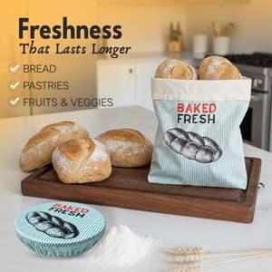 Sac à pain en coton et cire d'abeille, réutilisable, résistant au congélateur, pour le pain au levain fait maison, stockage alimentaire, cadeaux pour les boulangeres au levain - Product Image 3