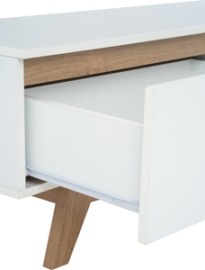 ตู้วางทีวี MANDO สีขาวและสีโอ๊ค สไตล์สแกนดิเนเวียน ขนาด 1.8 ม. ผลิตในมาเลเซีย ตู้วางอุปกรณ์สื่อสารแบบทูโทน สำหรับจัดระเบียบห้องนั่งเล่นสไตล์โมเดิร์น - Product Image 4