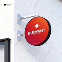 Enseigne lumineuse LED circulaire double face pour cafés, magasins, bars et restaurants – Maquette de logo de panneau de rue