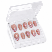 Vente directe usine – 32 faux ongles de luxe en forme d'amande, à presser, en gel souple, personnalisables, pour doigts
