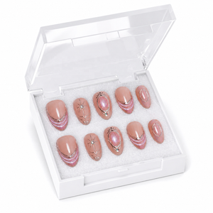 Vente directe usine – 32 <span class=keywords><strong>faux</strong></span> <span class=keywords><strong>ongles</strong></span> de luxe en forme d'amande, à presser, en <span class=keywords><strong>gel</strong></span> souple, personnalisables, pour doigts - Product Image 2