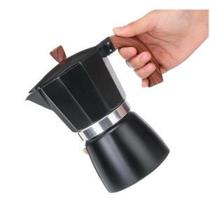 Venta al por mayor negro moderno italiano aluminio 3 tazas 6/9 tazas <span class=keywords><strong>Moka</strong></span> Pot cafetera estufa-Top Mokapot - Product Image 1