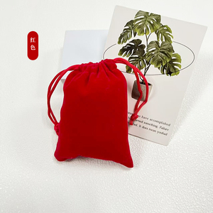 Toptan nakit emtia 7*9cm kırmızı ve siyah İpli kadife çanta takı için - Product Image 5