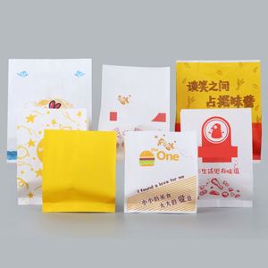 Disposable White Kraft <b>Paper</b> Food Bag Hot Seal Fried Chicken Steak Hot Dog Pancake Packaging <b>Paper</b> Bag Flexography Printing - Product Image 1