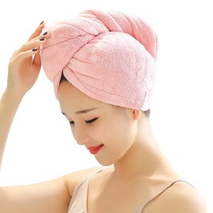 Serviette <span class=keywords><strong>turban</strong></span> à Double couche en tissu microfibre, couleur rose, pour séchage de cheveux et salon - Product Image 1