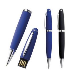 ของขวัญโฆษณาแบบ 2-in-1 ขายส่ง ปรับแต่งโลโก้ สีต่างๆ ได้ แฟลชไดรฟ์ USB โลหะ 8/16/32GB ปากกาลูกลื่น หัวเขียน 1.0 มม. สีดำ - Product Image 1