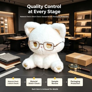 Gatto Seduto Carino e Paffuto, Regalo di Compleanno, Giocattolo in Peluche di Flanella, Unisex, dai 14 Anni in su - Product Image 1