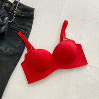 Soutien-gorge sans couture pour femme, sans armatures, push-up, bonnets épais moulés, rehaussement pour petites poitrines, anti-affaissement, maintien latéral, fermeture à 3 rangées de crochets