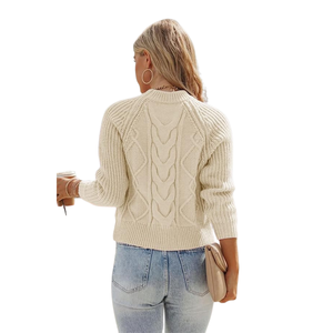 Pull en tricot épais pour femme | Pull à col haut en tricot torsadé pour vêtements décontractés d'automne et d'hiver - Product Image 3