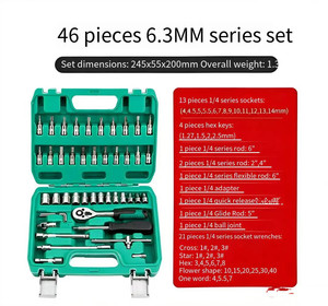 Set Perkakas Perbaikan Mobil 216 PCS, Kunci Ring Ratchet 24 Gigi 1/2 Drive, Kit Perkakas Soket 37 PCS - Product Image 4