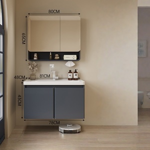 Lavabo de Cerámica Minimalista Moderno de Una Pieza con Espejo Inteligente y Mueble de Baño de Acero Inoxidable - Product Image 3