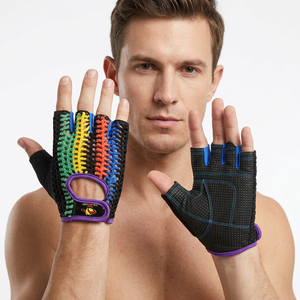 Gants de cyclisme en cuir robustes et confortables pour hommes et femmes, respirants, antidérapants, avec fermeture, design demi-doigts, pour la pêche et la gym - Product Image 1