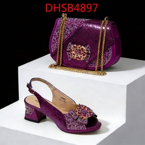 Conjunto de zapatos y bolsos africanos de alta calidad, Sandalias de tacón alto para fiesta de Nigeria, embrague a juego con piedra - Product Image 1